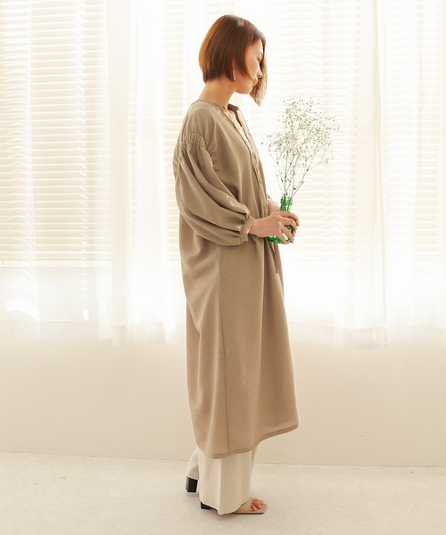 Social GIRL（ソーシャルガール）の「2WAYボリュームギャザーシャツワンピース（シャツワンピース・レディース・ブラック/オレンジ/モカ・M）」の7枚目の写真