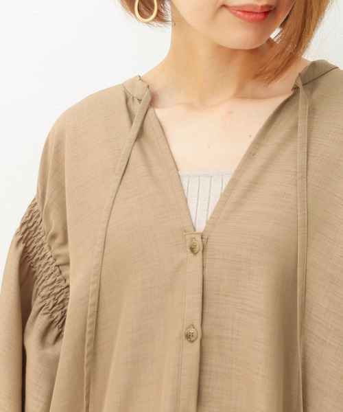 Social GIRL（ソーシャルガール）の「2WAYボリュームギャザーシャツワンピース（シャツワンピース・レディース・ブラック/オレンジ/モカ・M）」の10枚目の写真