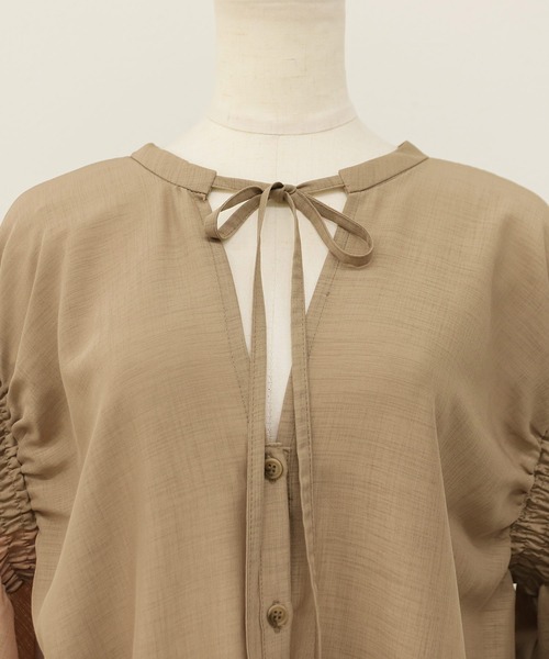 Social GIRL（ソーシャルガール）の「2WAYボリュームギャザーシャツワンピース（シャツワンピース・レディース・ブラック/オレンジ/モカ・M）」の15枚目の写真