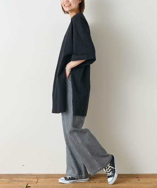 CIAOPANIC TYPY（チャオパニックティピー）の「【USAコットン】スリットチュニックTee（Tシャツ/カットソー・レディース・キャメル/ブルー/オフホワイト/ブラック・ONE SIZE）」の14枚目の写真