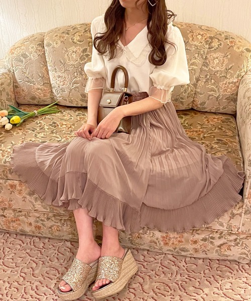 apres jour(アプレジュール)の「プリーツデザインスカート【ZOZOTOWN限定アイテム】【4AP】(スカート・レディース・ブラック/ピンク/ダークブラウン・X-LARGE/フリー)」の3枚目の写真