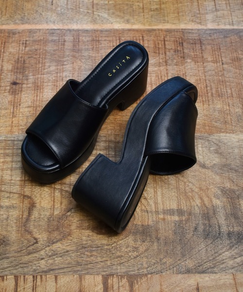 RETRO GIRL（レトロガール）の「厚底ミュールサンダル（サンダル・レディース・ブラック/オフホワイト/キャメル・M/L）」の3枚目の写真