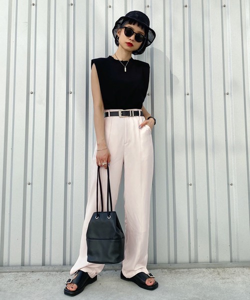 PAGEBOY（ページボーイ）の「シルキールーズセットアップパンツ（その他パンツ・レディース・ブラック/オリーブ/グレイッシュベージュ/ブルー系・FREE）」の5枚目の写真