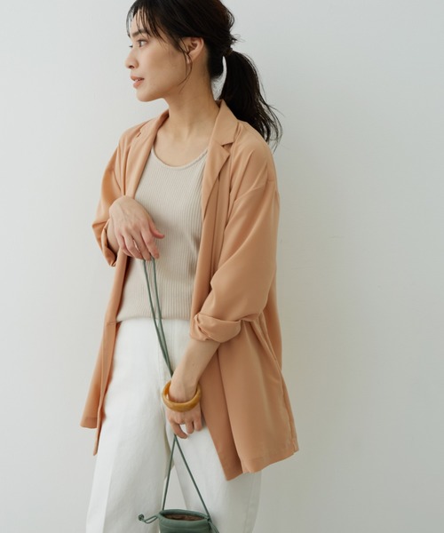 SALON adam et rope'（サロン アダム エ ロペ）の「サテンライクリラックスジャケット（テーラードジャケット・レディース・ベージュ/ブラック・FREE）」の17枚目の写真