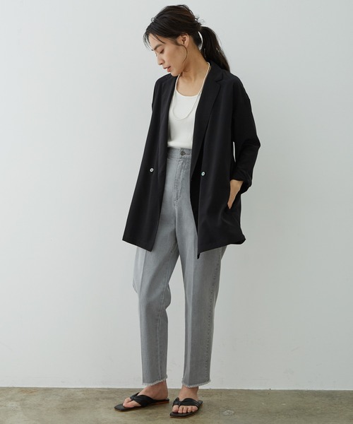 SALON adam et rope'（サロン アダム エ ロペ）の「サテンライクリラックスジャケット（テーラードジャケット・レディース・ベージュ/ブラック・FREE）」の20枚目の写真