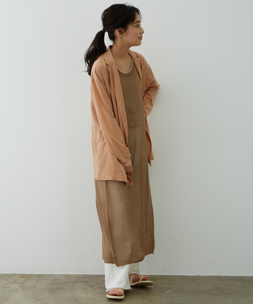 SALON adam et rope'（サロン アダム エ ロペ）の「サテンライクリラックスジャケット（テーラードジャケット・レディース・ベージュ/ブラック・FREE）」の21枚目の写真