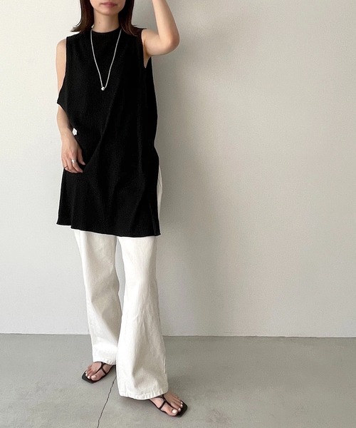 CANAL JEAN(キャナルジーン)の「RED CHOP WORKS(レッドチョップワークス) ランダムテレコノースリチュニック(タンクトップ・レディース・ブラック/モカ/キナリ・38)」の13枚目の写真