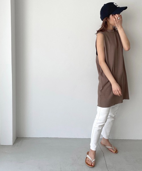 CANAL JEAN(キャナルジーン)の「RED CHOP WORKS(レッドチョップワークス) ランダムテレコノースリチュニック(タンクトップ・レディース・ブラック/モカ/キナリ・38)」の5枚目の写真