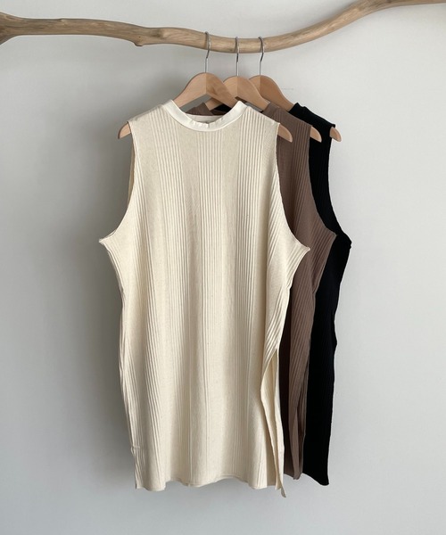 CANAL JEAN(キャナルジーン)の「RED CHOP WORKS(レッドチョップワークス) ランダムテレコノースリチュニック(タンクトップ・レディース・ブラック/モカ/キナリ・38)」の7枚目の写真