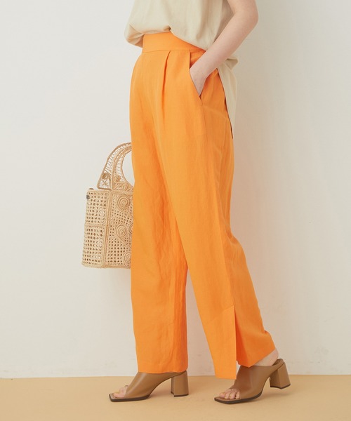 ADAM ET ROPE'（アダムエロペ）の「【アウトレット店舗・WEB限定】セルロースリネンバックイージースリットパンツ（その他パンツ・レディース・オレンジ/ベージュ系その他/ブルー系その他・FREE）」の3枚目の写真
