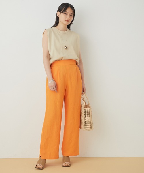 ADAM ET ROPE'（アダムエロペ）の「【アウトレット店舗・WEB限定】セルロースリネンバックイージースリットパンツ（その他パンツ・レディース・オレンジ/ベージュ系その他/ブルー系その他・FREE）」の11枚目の写真