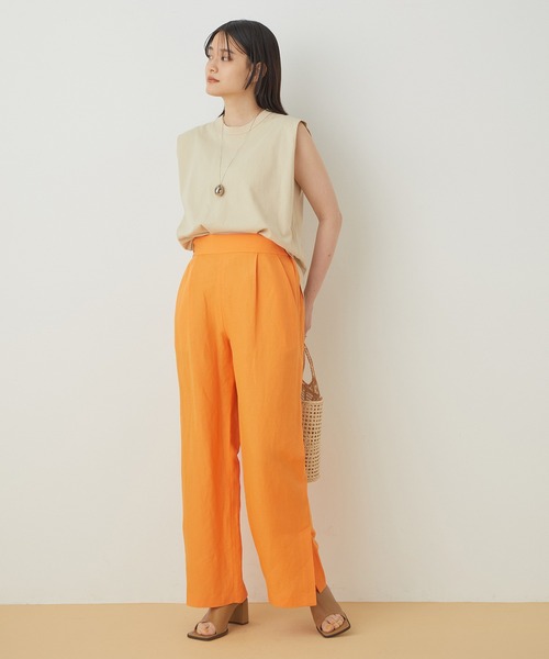 ADAM ET ROPE'（アダムエロペ）の「【アウトレット店舗・WEB限定】セルロースリネンバックイージースリットパンツ（その他パンツ・レディース・オレンジ/ベージュ系その他/ブルー系その他・FREE）」の12枚目の写真