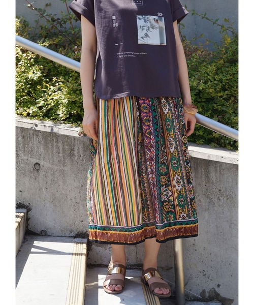 Nicole White ニコルホワイト の コットンボイルエスニック柄スカート スカート Wear