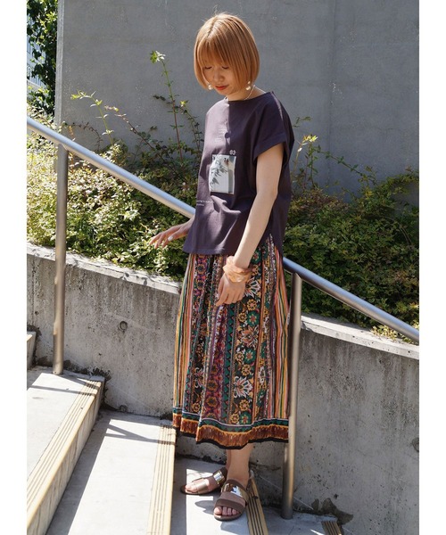 NICOLE white(ニコルホワイト)の「コットンボイルエスニック柄スカート(スカート・レディース・パープル/イエロー/ブルー・FREE)」の16枚目の写真