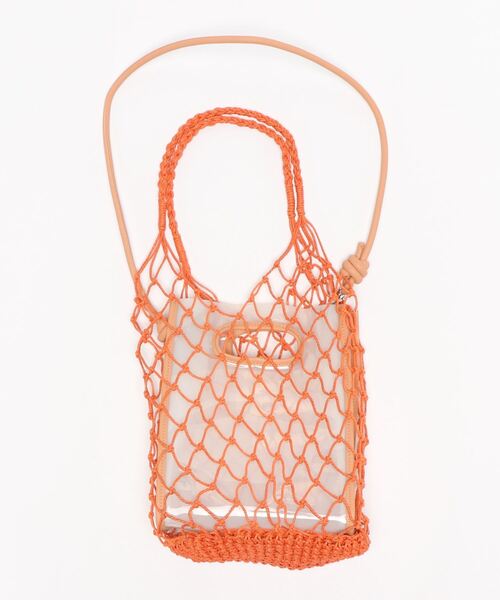 mystic(ミスティック)の「クリアBAG SETマクラメトート(ショルダーバッグ・レディース・オレンジ/アイボリー・ONE SIZE)」の5枚目の写真