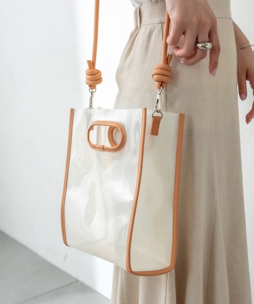 mystic(ミスティック)の「クリアBAG SETマクラメトート(ショルダーバッグ・レディース・オレンジ/アイボリー・ONE SIZE)」の2枚目の写真