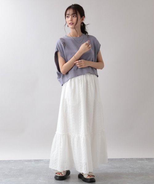 RAGEBLUE(レイジブルー)の「コットンレーススカート/954967(スカート・レディース・ホワイト/ブラック・FREE)」の5枚目の写真