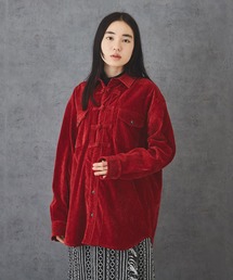 両面ベロア チャイナ釦 ビッグシャツ ユニセックス
