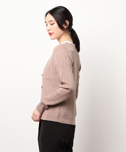 CLEARIMPRESSION (クリアインプレッション)の「コットンアクリルVネックカーディガン(カーディガン/ボレロ・レディース・ブラック/オフホワイト/ピンク/ベージュ・フリー)」の5枚目の写真