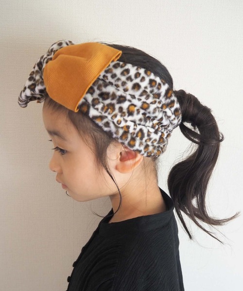 CIAOPANIC TYPY（チャオパニックティピー）の「【KIDS】アニマル切り替えヘアターバン（ヘアバンド・キッズ・グレー/アイボリー/キャメル・ONE SIZE）」の3枚目の写真
