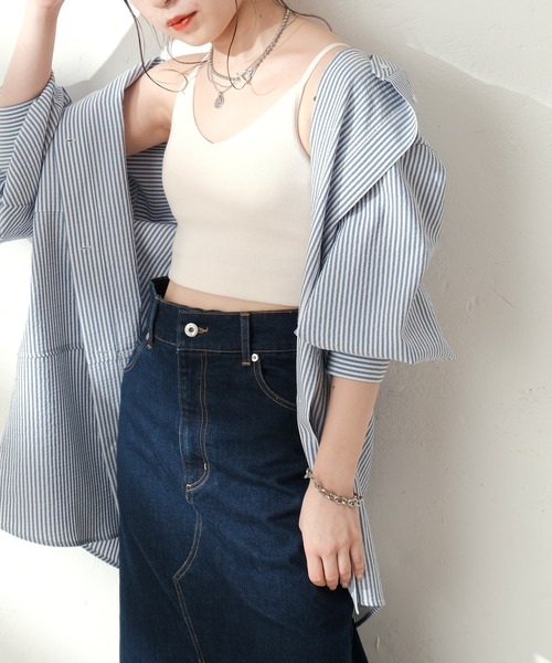 Chico（チコ）の「ショート丈リブパットキャミ（キャミソール・レディース・ブラック/アイボリー/ブラウン・FREE）」の7枚目の写真