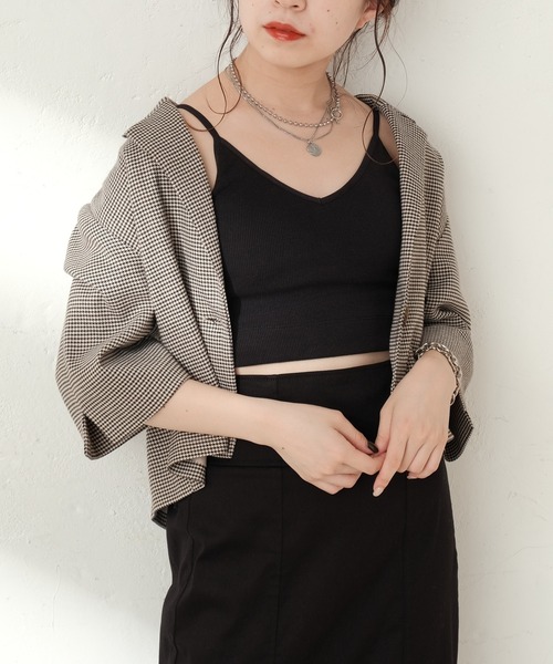 Chico（チコ）の「ショート丈リブパットキャミ（キャミソール・レディース・ブラック/アイボリー/ブラウン・FREE）」の9枚目の写真