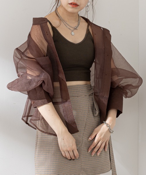 Chico（チコ）の「ショート丈リブパットキャミ（キャミソール・レディース・ブラック/アイボリー/ブラウン・FREE）」の19枚目の写真