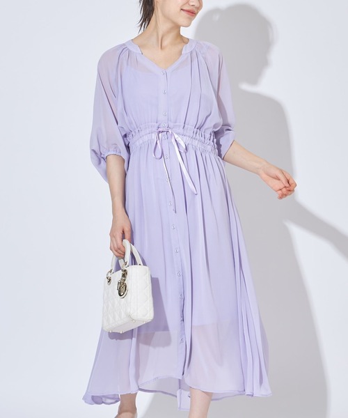 ウエストリボン付きボリュームスリーブスキッパーシフォンシアーワンピース Zozo限定カラーあり ワンピース Tocco Closet トッコ クローゼット のファッション通販 Zozotown