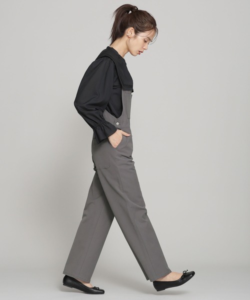 NANO universe（ナノユニバース）の「ストレッチツイルオーバーオール（サロペット/オーバーオール・レディース・オフホワイト/チャコール・38/36）」の10枚目の写真