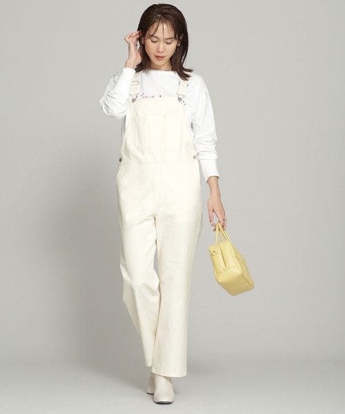 NANO universe（ナノユニバース）の「ストレッチツイルオーバーオール（サロペット/オーバーオール・レディース・オフホワイト/チャコール・38/36）」の6枚目の写真