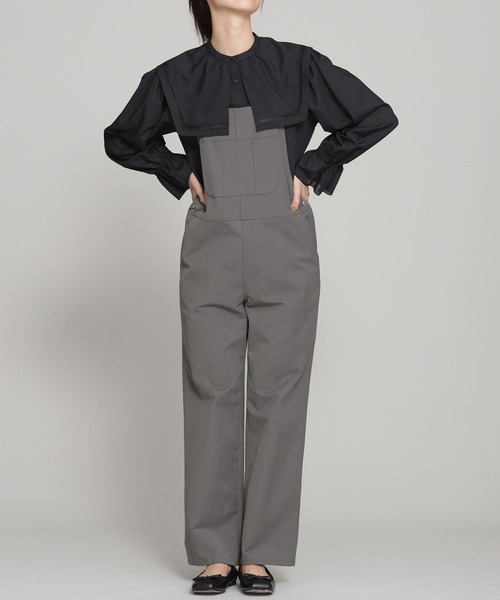 NANO universe（ナノユニバース）の「ストレッチツイルオーバーオール（サロペット/オーバーオール・レディース・オフホワイト/チャコール・38/36）」の17枚目の写真