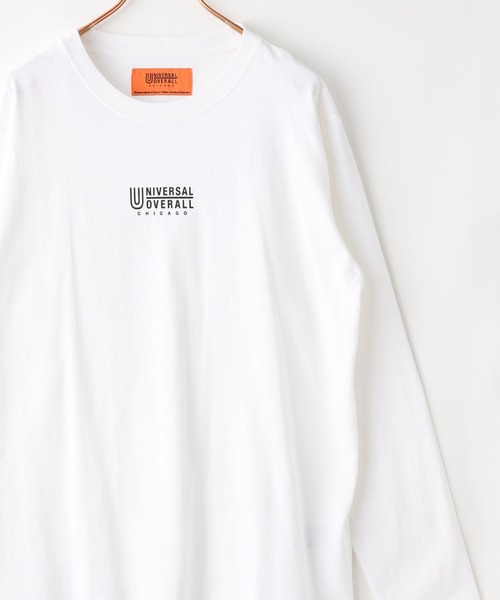 UNIVERSAL OVERALL(ユニバーサルオーバーオール)の「【UNIVERSAL OVERALL】CENTER LOGO LONG SLEEVE(Tシャツ/カットソー・メンズ・グリーン/ブラウン系/レンガ/ブラック/スミクロ/ホワイト/スモークグレー/ネイビー・MEDIUM/SMALL/LARGE/X-LARGE)」の2枚目の写真