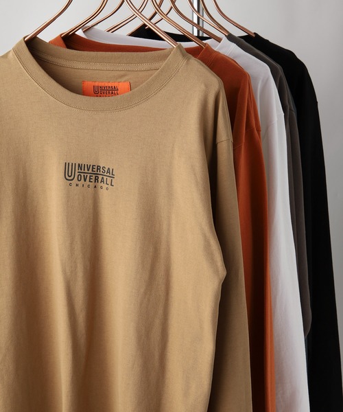 UNIVERSAL OVERALL(ユニバーサルオーバーオール)の「【UNIVERSAL OVERALL】CENTER LOGO LONG SLEEVE(Tシャツ/カットソー・メンズ・グリーン/ブラウン系/レンガ/ブラック/スミクロ/ホワイト/スモークグレー/ネイビー・MEDIUM/SMALL/LARGE/X-LARGE)」の9枚目の写真