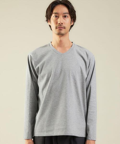 WORK TRIP OUTFITS GREEN LABEL RELAXING（ワークトリップアウトフィッツグリーンレーベル リラクシング）の「＜WORK TRIP OUTFITS＞クリーン Vネック カットソー -抗菌-（Tシャツ/カットソー・メンズ・ダークグリーン/ホワイト/グレー・M/L/XL/S）」の9枚目の写真