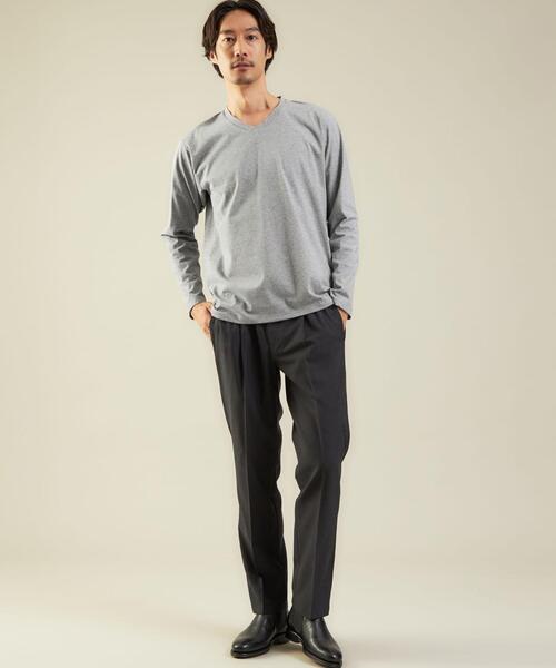 WORK TRIP OUTFITS GREEN LABEL RELAXING（ワークトリップアウトフィッツグリーンレーベル リラクシング）の「＜WORK TRIP OUTFITS＞クリーン Vネック カットソー -抗菌-（Tシャツ/カットソー・メンズ・ダークグリーン/ホワイト/グレー・M/L/XL/S）」の8枚目の写真