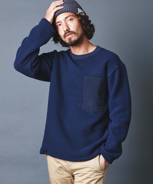 Magine(マージン)の「MILITARY BOA FLEECE P/O L/S ミリタリーボア フリース プルオーバー クルーネック ロングスリーブ(スウェット)」|ネイビー