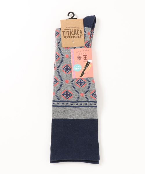チチカカ（チチカカ）の「ネイティブモチーフ着圧ソックス 23-25cm（ソックス/靴下・レディース・グレー/ネイビー/ブラック・FREE）」の9枚目の写真