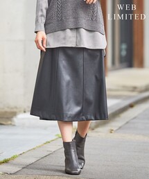 【WEB限定・洗える】BARTOLOZZI ポリエステルレザーⅡ スカート