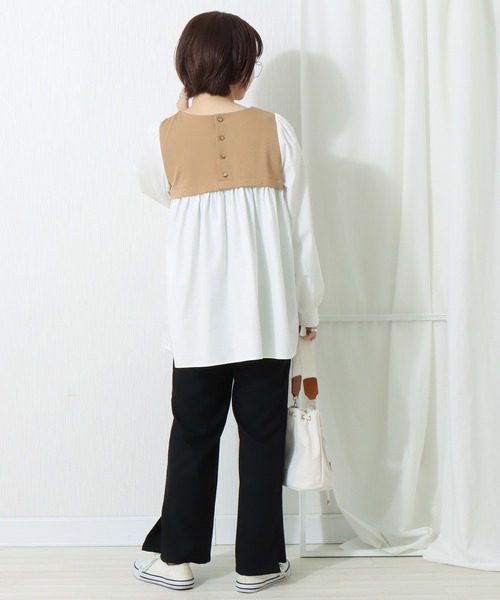 libelle more（リベル モア）の「布帛ポンチ切替チュニック（シャツ/ブラウス・レディース・ブラック/ピンク/ベージュ/ライトグレー・L/M）」の11枚目の写真