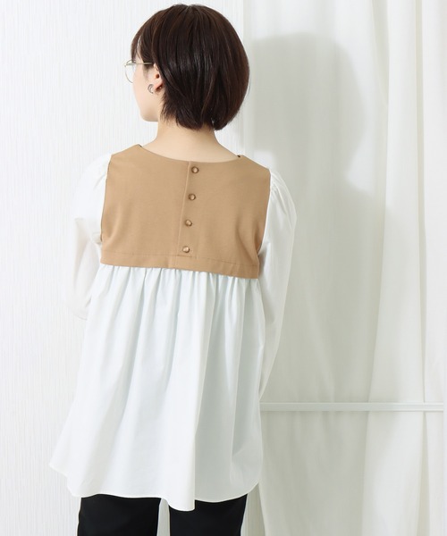 libelle more（リベル モア）の「布帛ポンチ切替チュニック（シャツ/ブラウス・レディース・ブラック/ピンク/ベージュ/ライトグレー・L/M）」の16枚目の写真