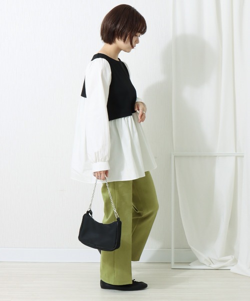 libelle more（リベル モア）の「布帛ポンチ切替チュニック（シャツ/ブラウス・レディース・ブラック/ピンク/ベージュ/ライトグレー・L/M）」の22枚目の写真