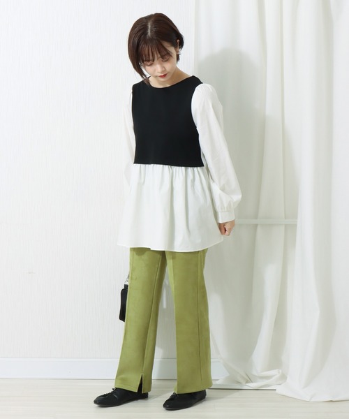 libelle more（リベル モア）の「布帛ポンチ切替チュニック（シャツ/ブラウス・レディース・ブラック/ピンク/ベージュ/ライトグレー・L/M）」の17枚目の写真