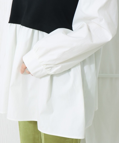 libelle more（リベル モア）の「布帛ポンチ切替チュニック（シャツ/ブラウス・レディース・ブラック/ピンク/ベージュ/ライトグレー・L/M）」の15枚目の写真