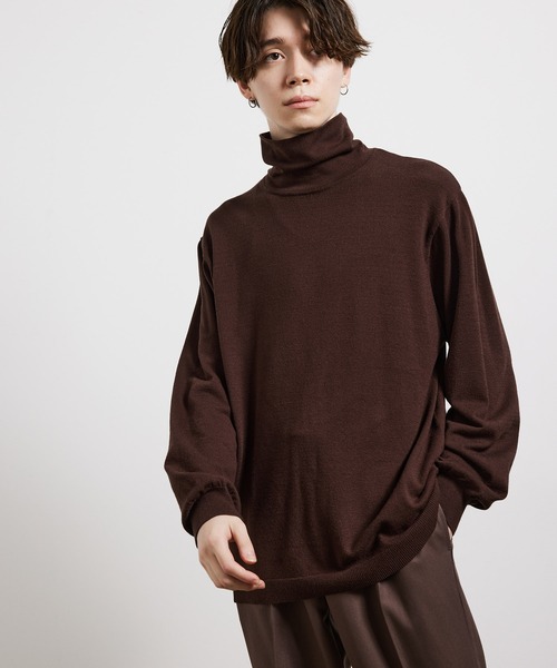 JUNRED（ジュンレッド）の「ハイゲージハイネックプルオーバー（ニット/セーター・メンズ・ブラック/ダークブラウン/ベージュ・S/M/L）」の8枚目の写真