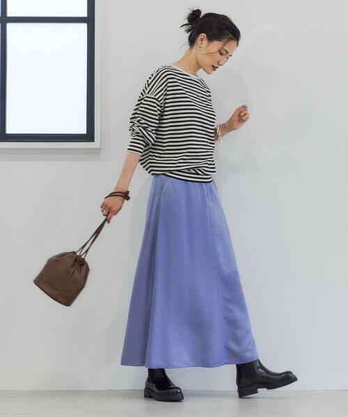 green label relaxing(グリーンレーベルリラクシング)の「ナロー フレア スカート(スカート・レディース・ライトブルー/ネイビー/オリーブ/ベージュ/オフホワイト/ロイヤルブルー・38/36)」の4枚目の写真