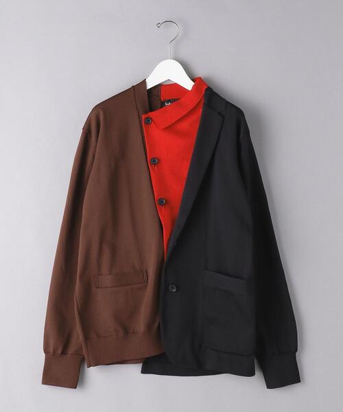 kolor(カラー)の「<kolor(カラー)> ミックス ニット カーディガン ジャケット■■■(カーディガン/ボレロ・メンズ・ダークブラウン/ダークグリーン・1)」の1枚目の写真