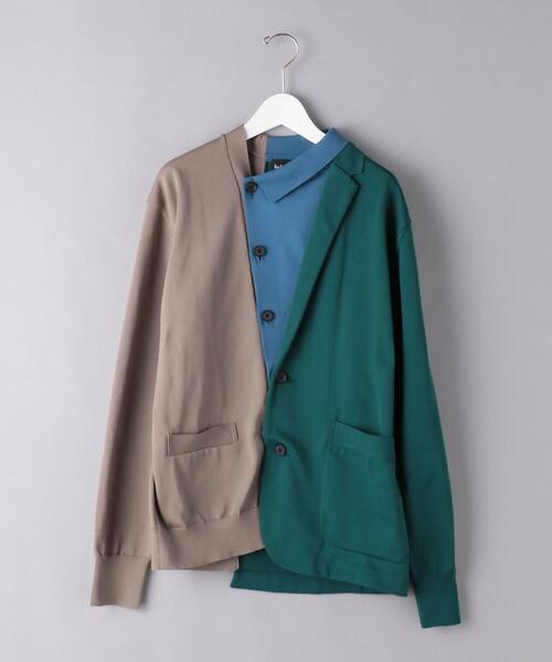 kolor(カラー)の「<kolor(カラー)> ミックス ニット カーディガン ジャケット■■■(カーディガン/ボレロ・メンズ・ダークブラウン/ダークグリーン・1)」の2枚目の写真