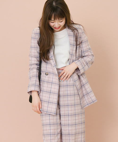 KBF+（ケービーエフプラス）の「KBF+　リネンmixチェックジャケット∴（その他アウター・レディース・グレー系その他/ベージュ系その他・ONE）」の3枚目の写真