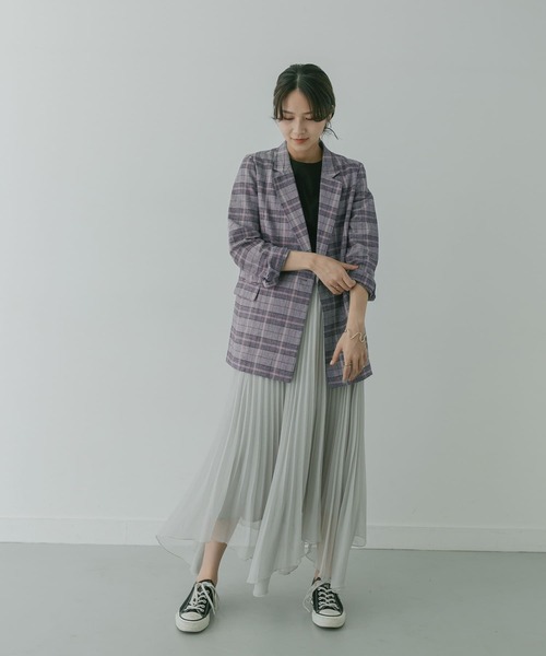 KBF+（ケービーエフプラス）の「KBF+　リネンmixチェックジャケット∴（その他アウター・レディース・グレー系その他/ベージュ系その他・ONE）」の22枚目の写真