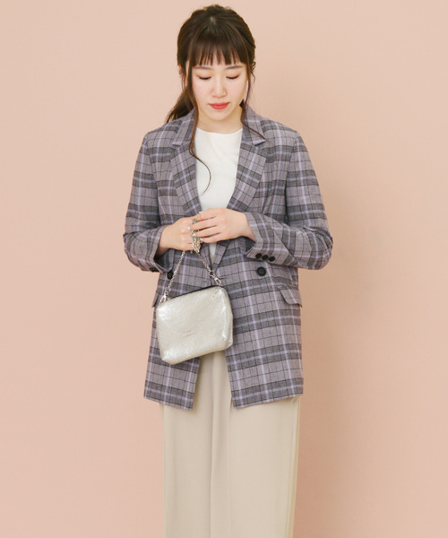 KBF+（ケービーエフプラス）の「KBF+　リネンmixチェックジャケット∴（その他アウター・レディース・グレー系その他/ベージュ系その他・ONE）」の20枚目の写真
